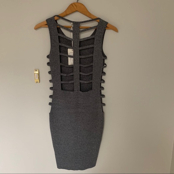 Grey Fitted Dress - Picture 3 of 4